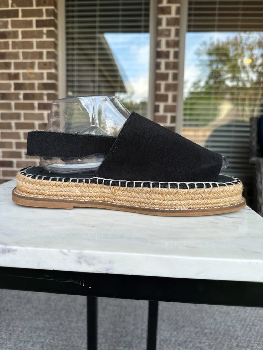 ASOS Hannah Wide Fit Espadrille Platform Sandals Black Ankle Strap Size 7/8 W - Picture 5 of 16